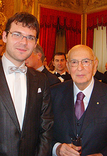 Gianfranco Gentile con il presidente Napolitano al Quirinale, dopo la cerimonia di premiazione