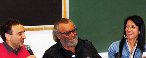 Diego Abatantuono in largo Gemelli con Maurizio Sangalli e Renata Avidano