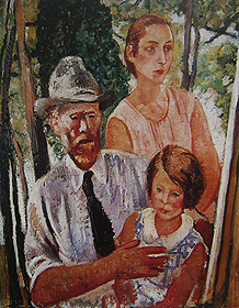 Dalla mostra "La vita condivisa", La pergola (La famiglia sotto la pergola) – felice Carena – olio su tela - 1929