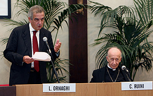 Lorenzo Ornaghi e il cardinale Camillo Ruini al covnegno in ricordo di Marta Sordi_Aula Pio XI_11 novembre 2009