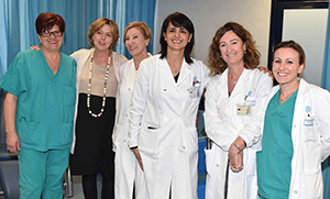 Roma, 7 marzo 2015, Policlinico Gemelli.  Il ministro della Salute Beatrice Lorenzin (seconda da sinistra), con una parte dello staff medico sanitario al femminile del Gemelli