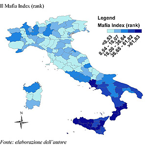 La "mappa" della presenza mafiosa nelle province italiane
