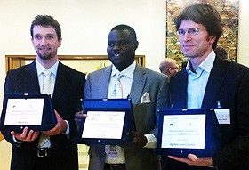 I vincitori della finale italiana di GSCV. Da sinistra: Riccardo Dondi, Daniele Regolo e Joseph Nkandu