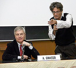 Aldo Grasso e Fiorello in aula Gemelli