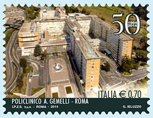 Il francobollo dedicato al Policlinico A. Gemelli