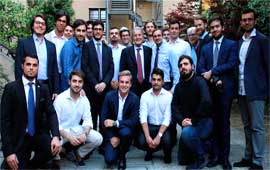 Romano Prodi con gli studenti del collegio Augustinianum