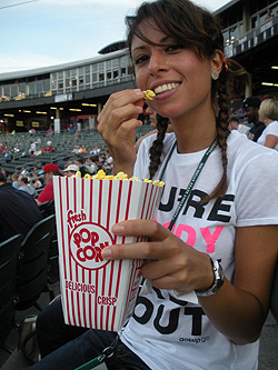 Giulia Rigamonti allo stadio del baseball di Lansing